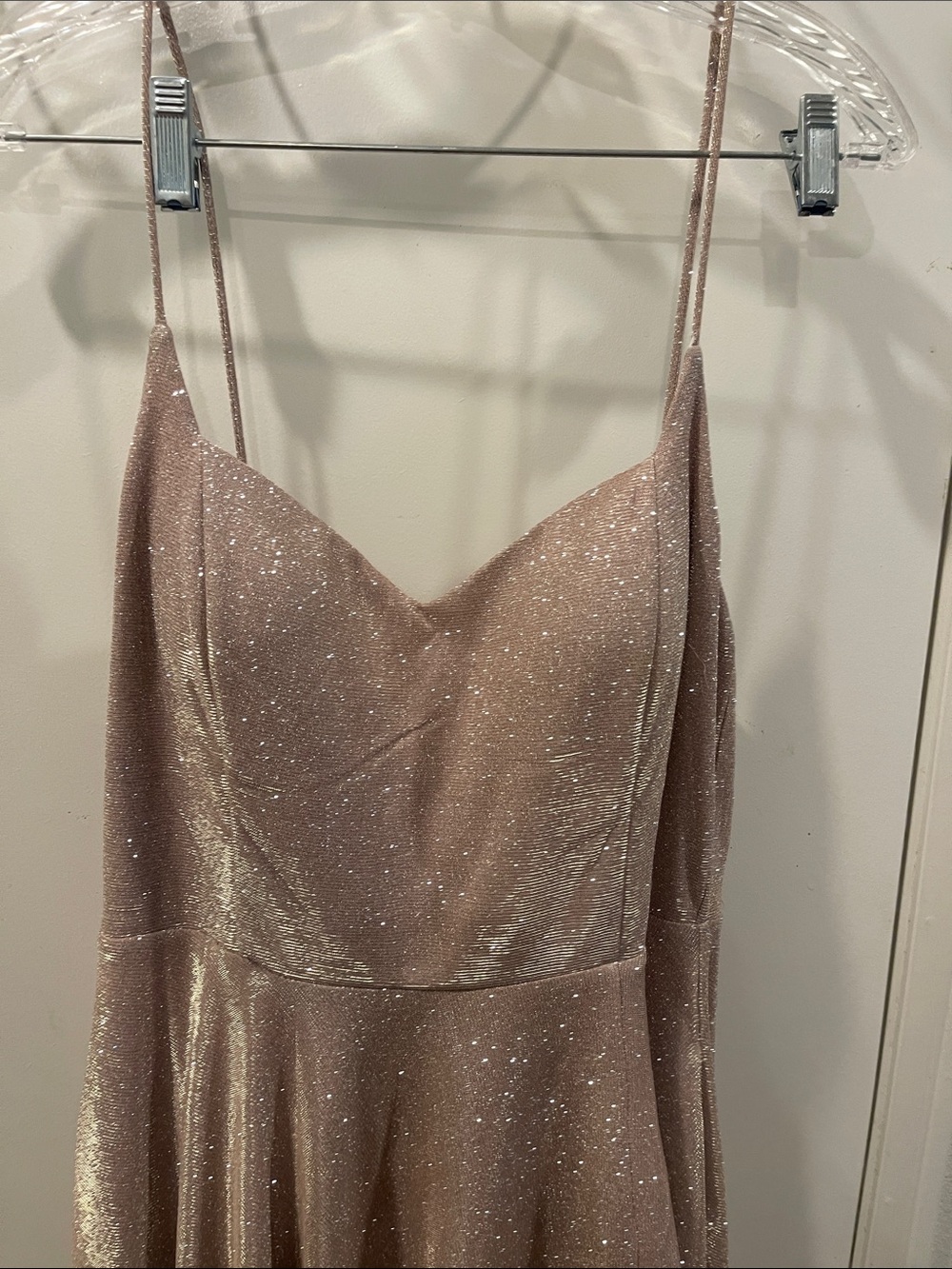 Windsor Sparkling Blush Pink V-Neck Prom Gown - Picture 3 of 8
